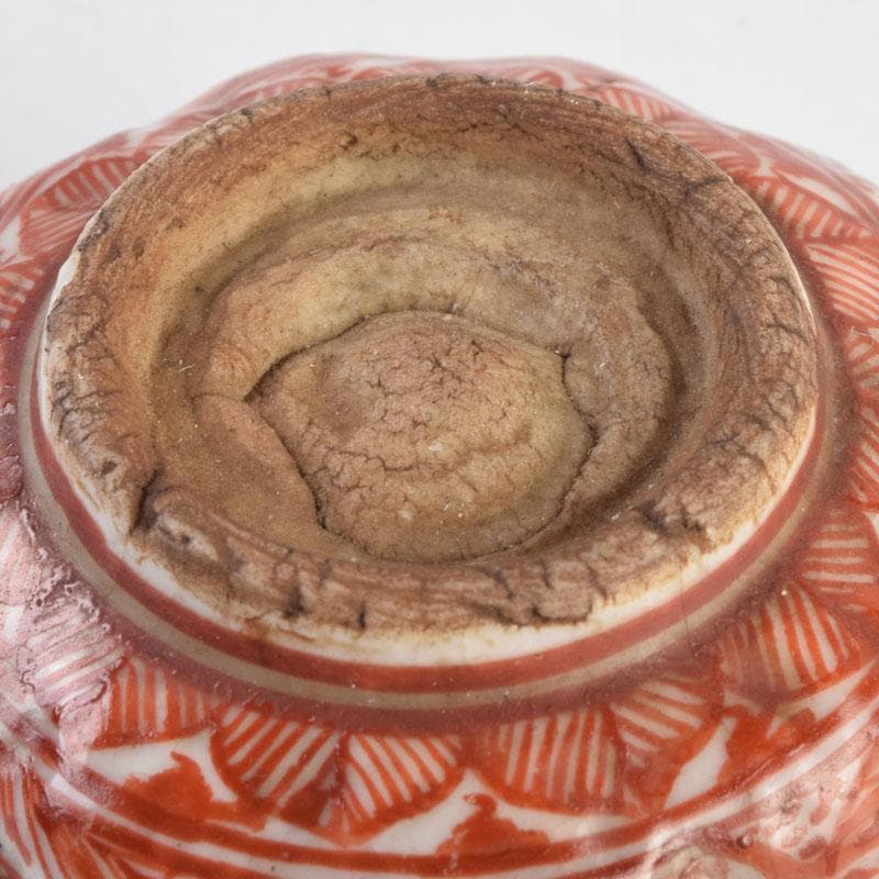 九谷焼 古九谷 赤絵 花人物文 盃 ぐい呑 N 9175 九谷焼 古九谷 赤絵 花