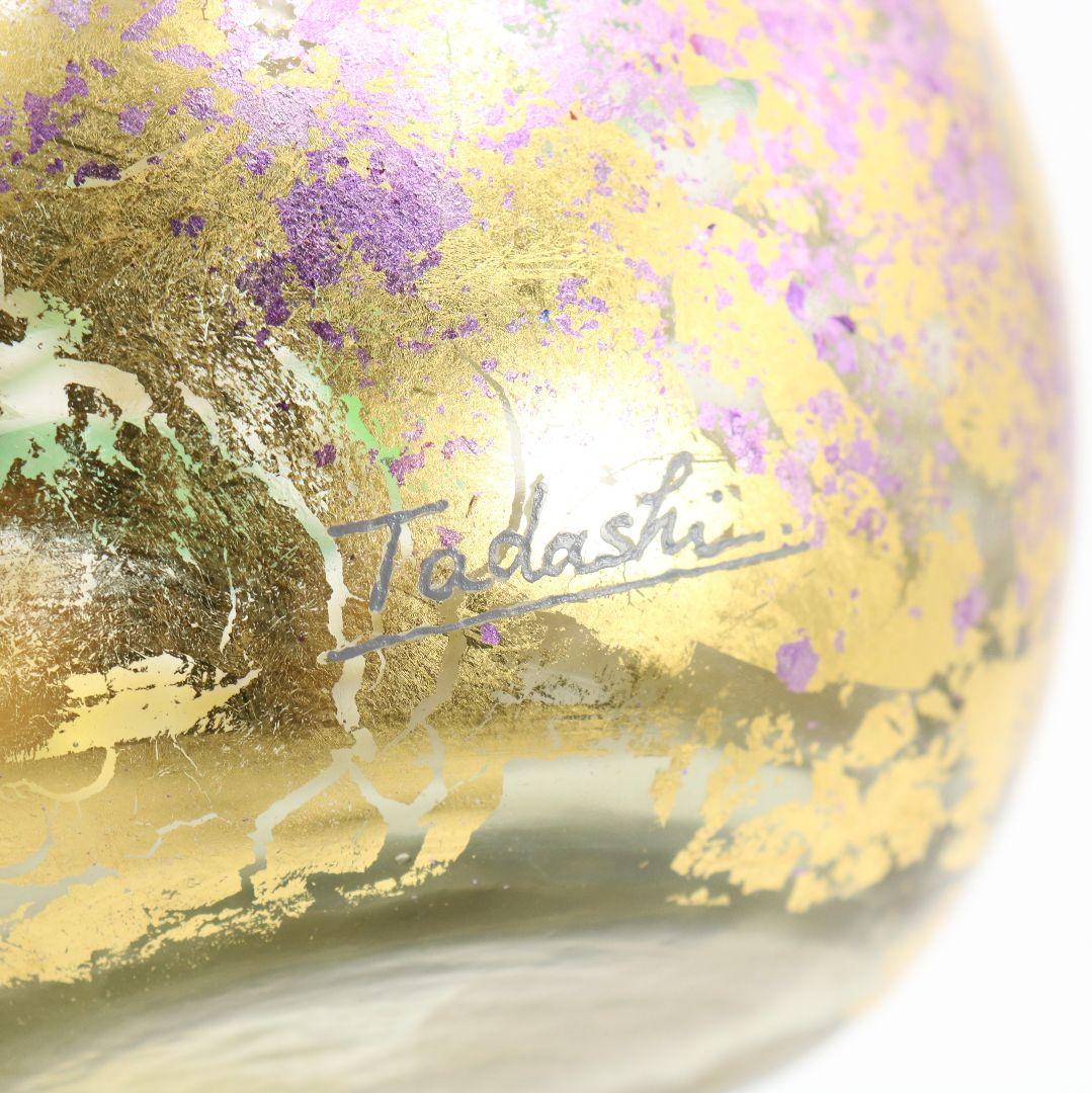 寺田正作 伽羅須装飾画 澂 ガラス トルコキキョウ 在銘 共箱 M517