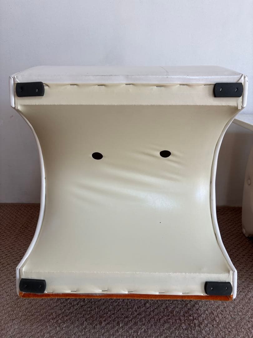 昭和レトロ◼️ミッドセンチュリー 未使用ソファセット 1970年オレンジストライプ