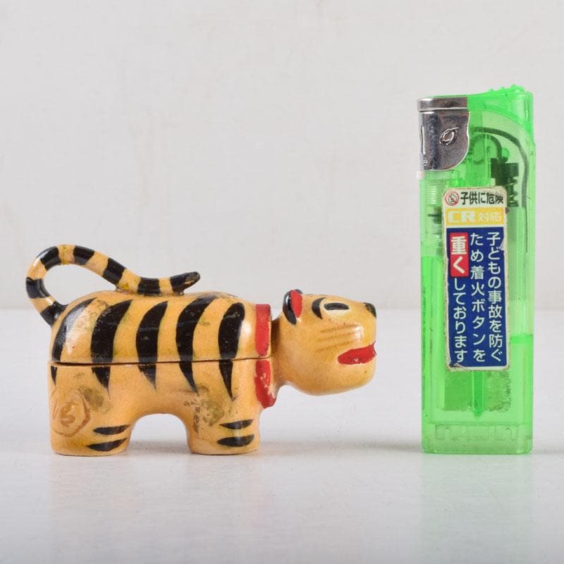 茶道具 京焼 清水六兵衛造 色絵 虎香合 干支 共箱 V 8807