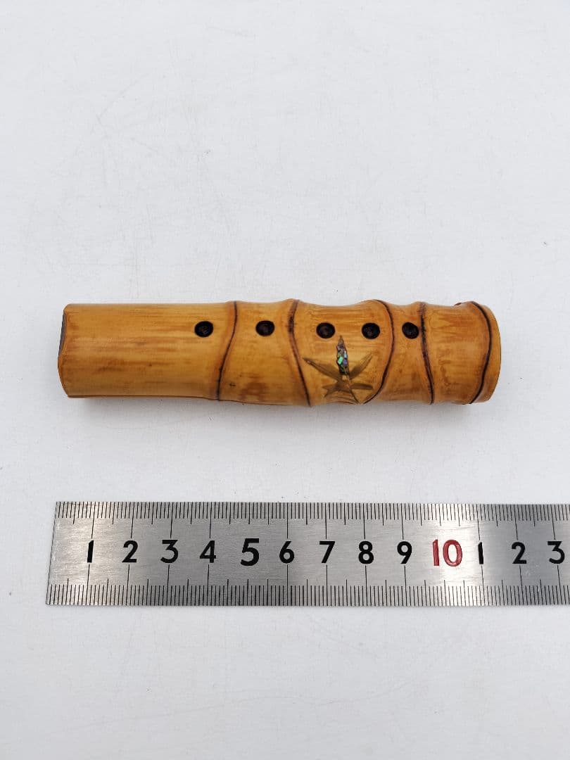 b346 香合 尺八 布袋 竹 吉田華正 木箱 茶道具 古物 b346 香合 尺