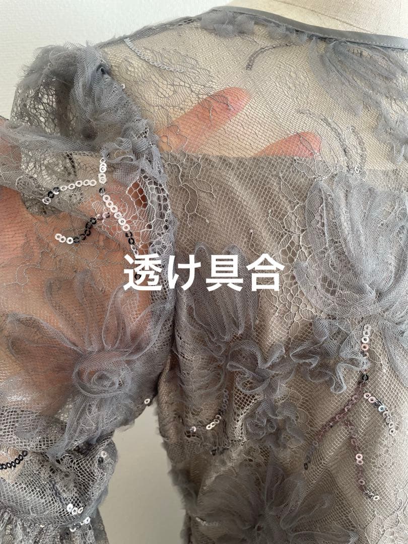 【1回着用】☆Leja レジャ スパンコールレーススリーブIラインロングドレス