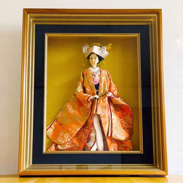 花嫁人形 額縁付き】日本人形 アンティーク 絵画 美人画