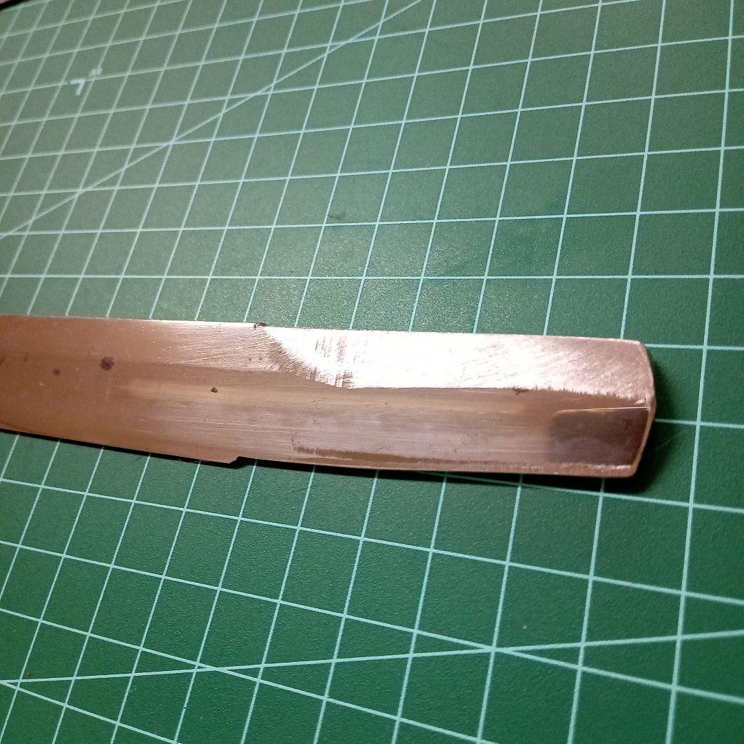 【ナイフ加工用玉鋼/合法サイズ】無銘脇差/錆身日本刀切先部分残欠※刃引き済み※