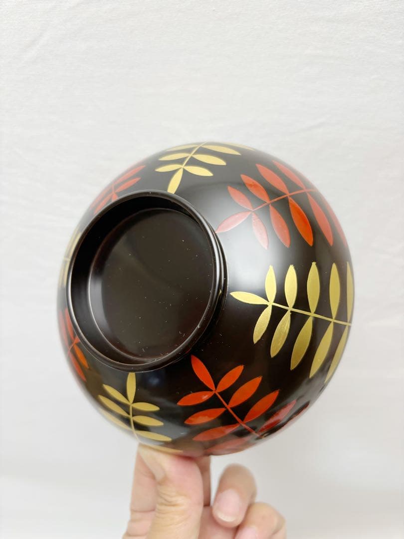 未使用 懐石道具 塗師 岡本陽斎作 木製黒真塗 金彩蒔絵 煮物椀 5客揃 共箱