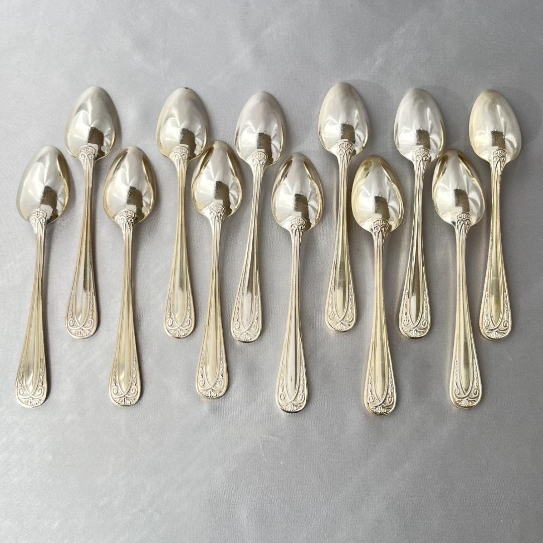 【仏蘭西】 レリーフ コーヒースプーン 12本【シルバープレート】アールヌーボー