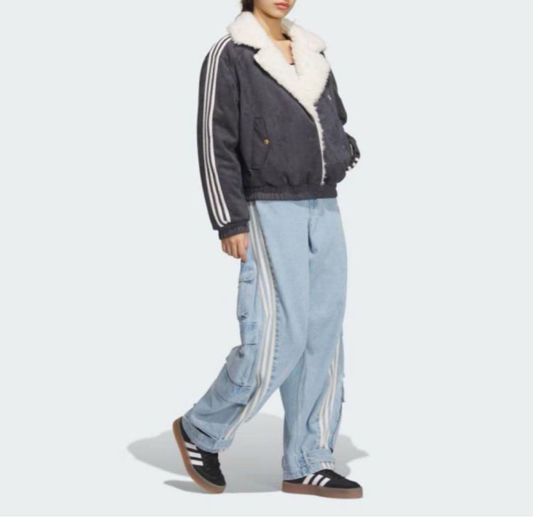 新品L Adidas中国限定 ボア襟付きグレージャケット 蛇年巳年限定