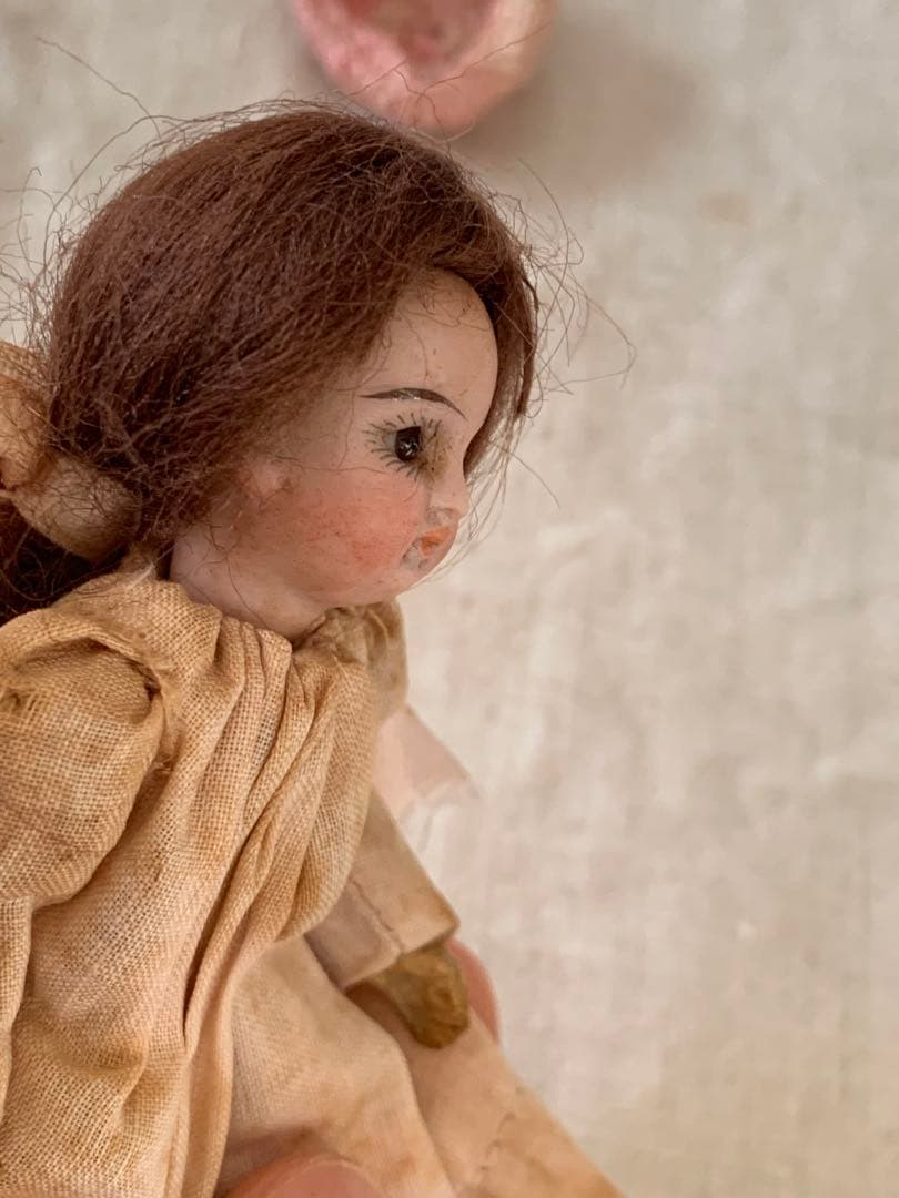 希少 フレンチミニョネット フランスアンティーク ビスクドール グラス