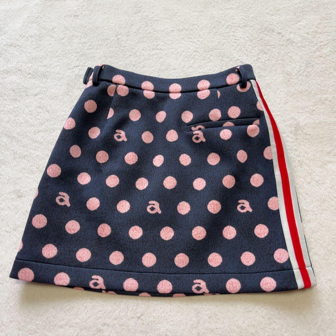 美品　アルチビオ　セットアップ　モックネック　スカート　水玉　ドット　ネイビー