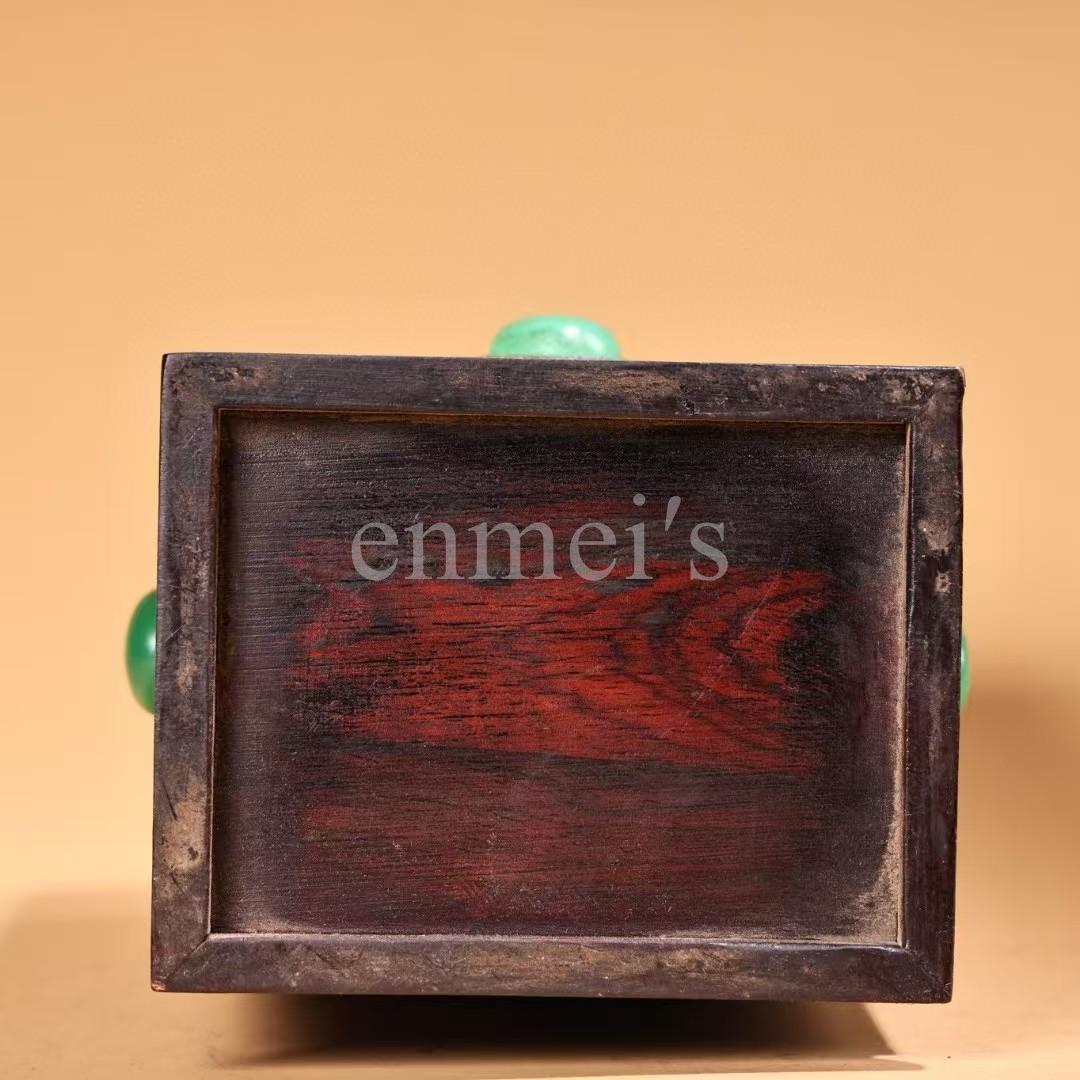 珍品旧藏収・紅木高浮彫 茶葉缶・木製彫刻収納箱・翡翠装飾置物・