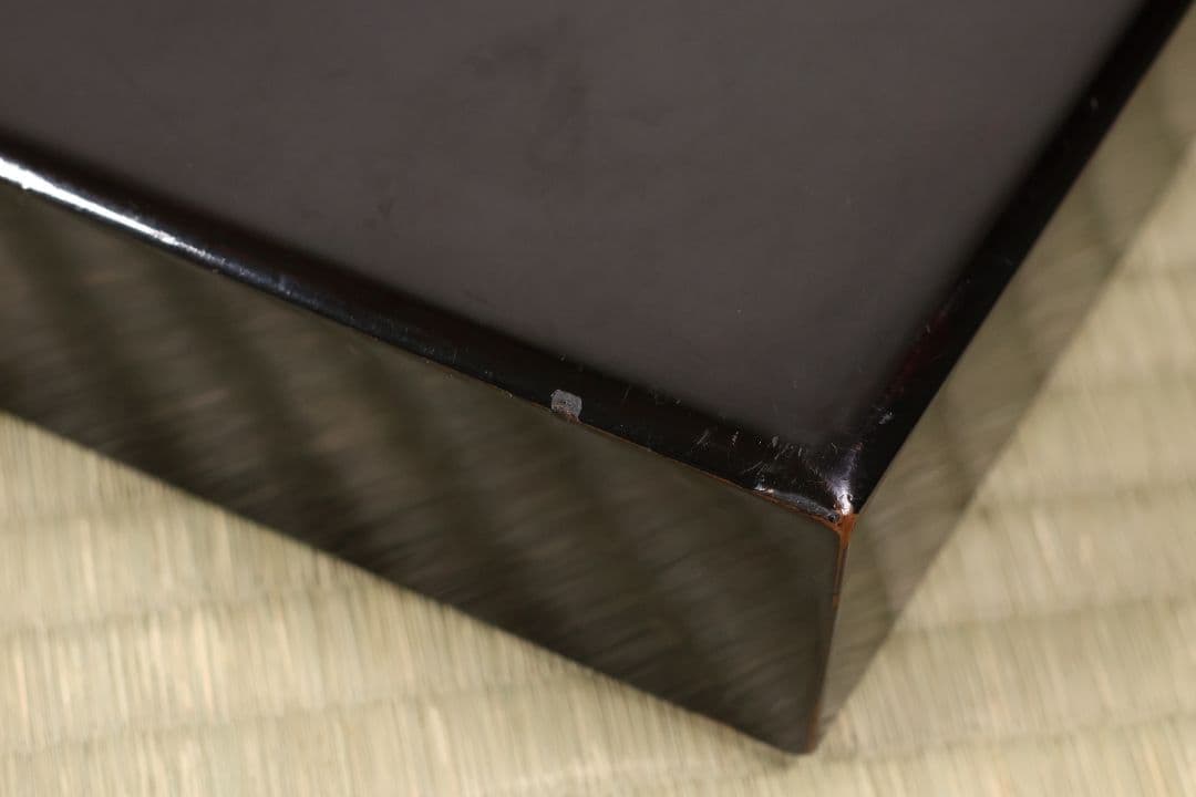 漆芸 木製漆器 唐草蒔絵 黒塗 長方盆 大小一組 2枚 脇取 広盆【MA719】