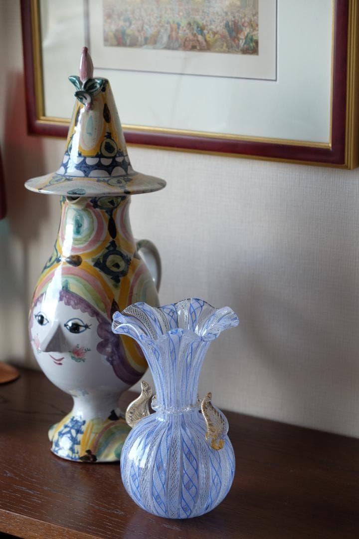 レースガラス 花瓶 ベネチアングラス ムラーノガラス アンティーク