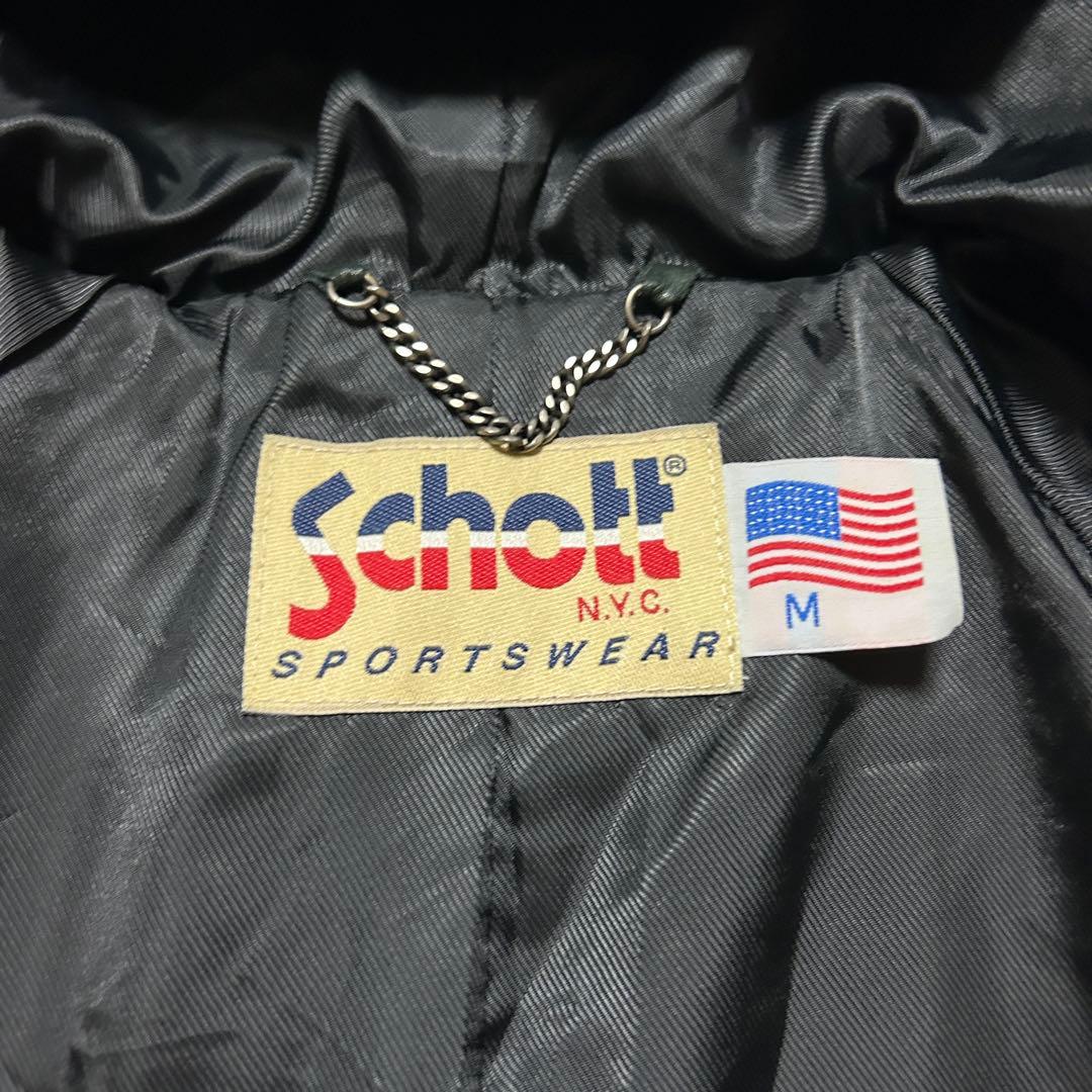 美品】Schott ショット ラム レザージャケット トラックフーディー 黒