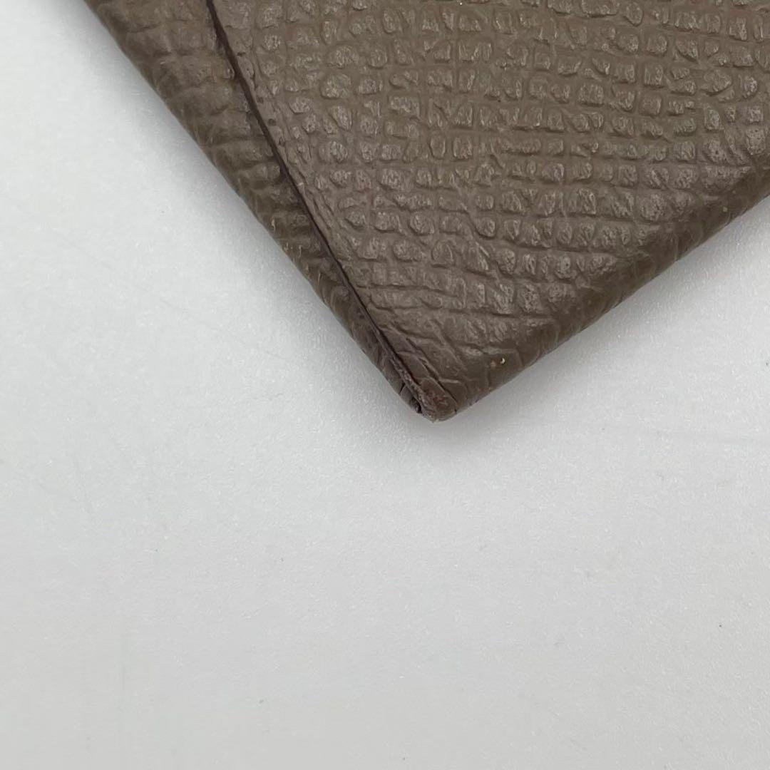 良品　エルメス　バスティア　ケース　コンパクトウォレット　レザー　ブラウン