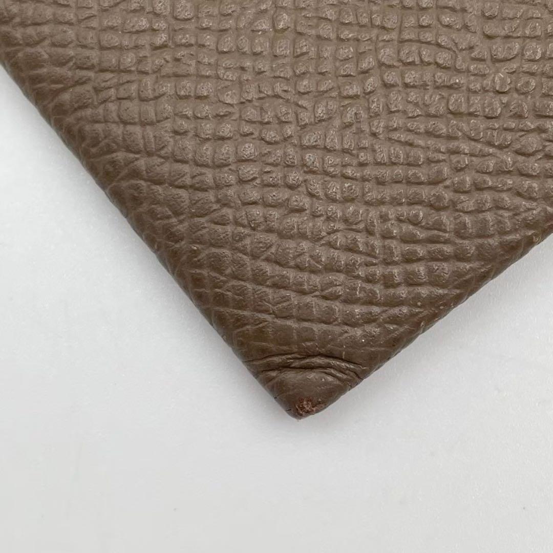 良品　エルメス　バスティア　ケース　コンパクトウォレット　レザー　ブラウン