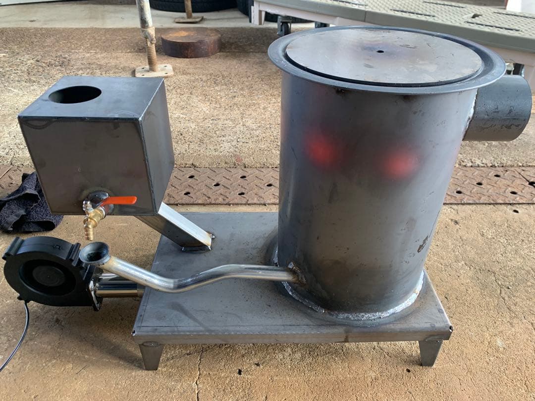 廃油ストーブ 煙突アダプタ付き80mm、100mm,106mm煙突使えます⓶