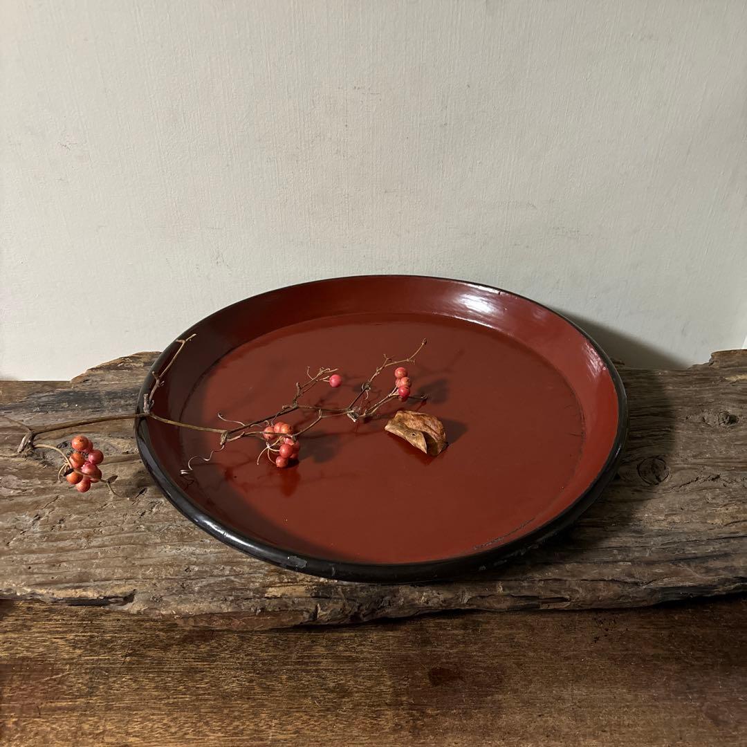 朱塗盆 古民芸 その2 トレイ 根来 古道具 アンティーク 検:李朝 白洲