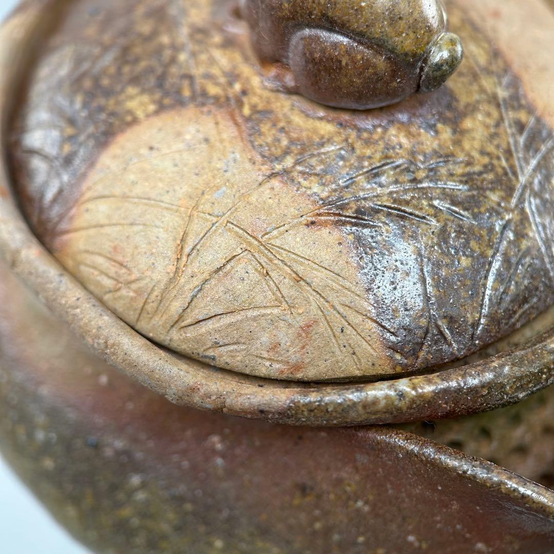 D佐藤苔助 備前焼宝瓶 うさぎ手捻り人気作者 急須共箱 共布 茶注 煎茶 茶道具