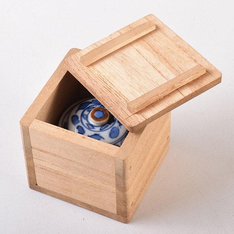 中国 新渡青花 花文 蓋壺 小壷 スンコロク 宋胡録 時代箱