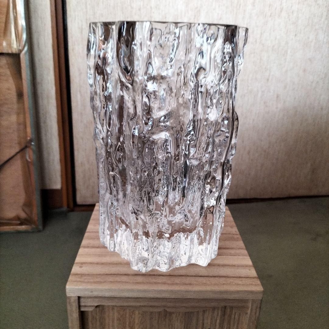 日本芸術院賞、各務鉱三作クリスタル花瓶 未使用