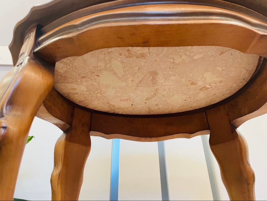 送料込み 大理石 猫脚 コンソール アンティーク 木製 彫刻 天板 テーブル