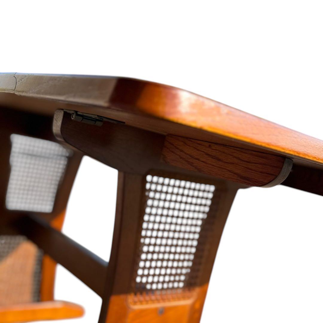 HR622【木目とラタンが美しい】三越ブルージュ　バタフライテーブル　三越家具