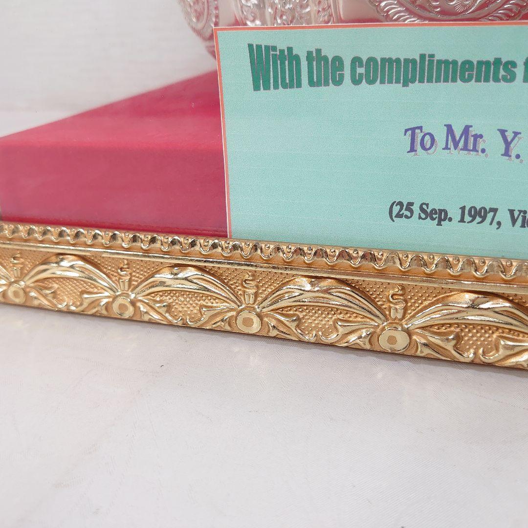 ケ*ン様 銀杯 銀細工 銀製ボウル 直径約21cm ラオス 1997年 ガラスケ