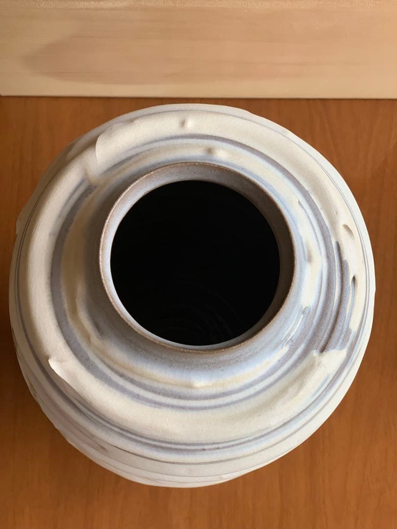 昭和レトロ未使用保管品 常滑 翠窯 陶芸大きな花瓶壺華道ベージュと茶