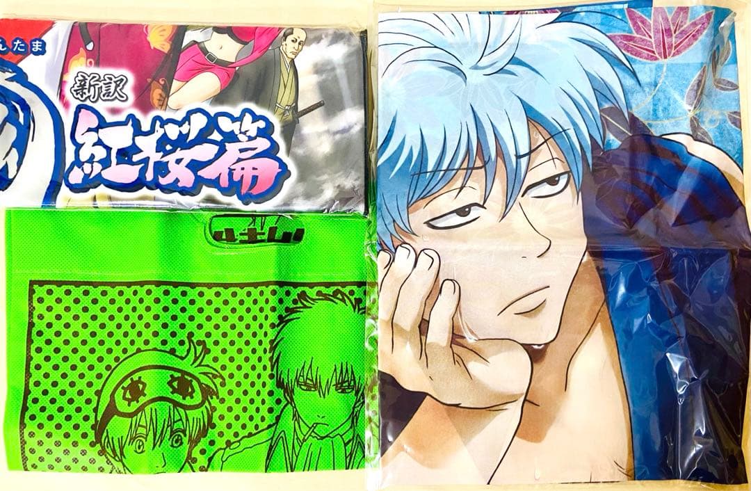 銀魂 布類セット タオルハンカチ 手ぬぐい トートバッグTシャツ銀時