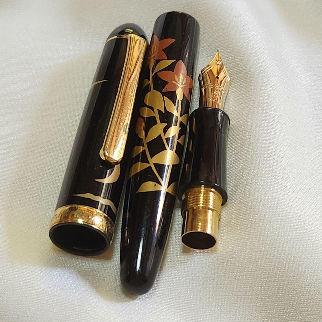 プラチナ URUSHI MAKI-E #3776 14K 中　蒔絵　京雲　桔梗？