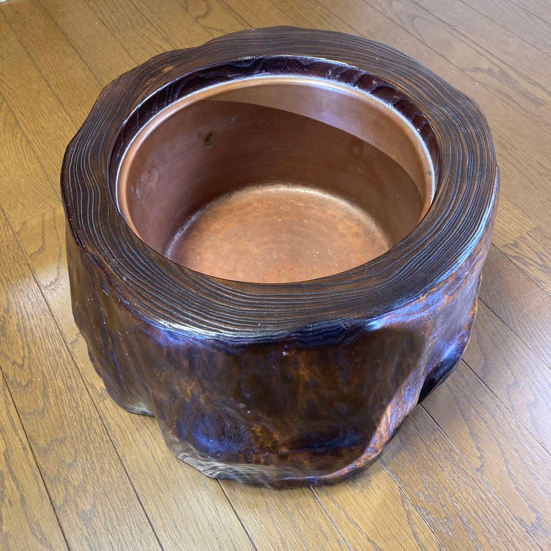 木製 火鉢 ダークブラウン 約40cm - メルカリ