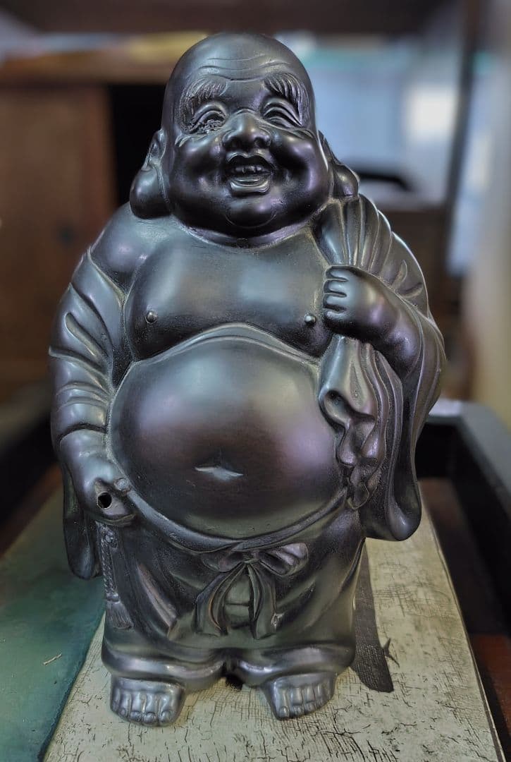 七福神 真鍮製 在銘 常雲 布袋立像 仏像 布袋様 置物 縁起物 唐金
