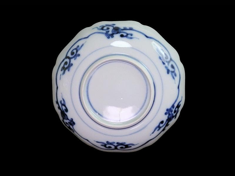 大聖寺伊万里 染錦 牡丹に唐草吉祥文の図 4寸皿 5枚 B178 AS-DAf