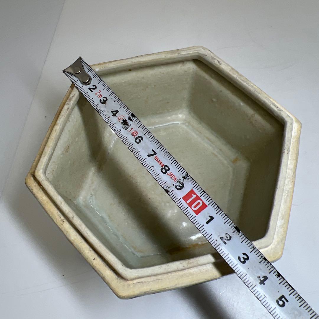 中国美術　釉裏紅六角蓋物　幅約14㎝ 東Y7-0603①