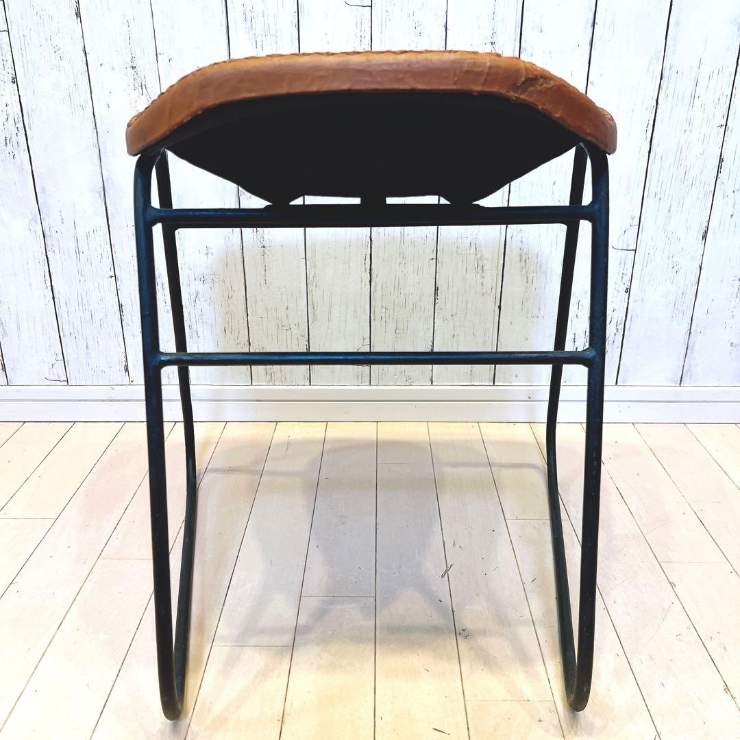 本革スツール レザースツール アイアンレッグ キャメル