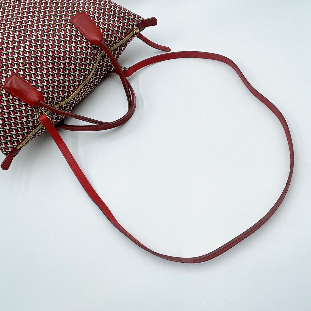 極美品 ROBERTA PIERI 2wayバッグ TATAMI 赤f261