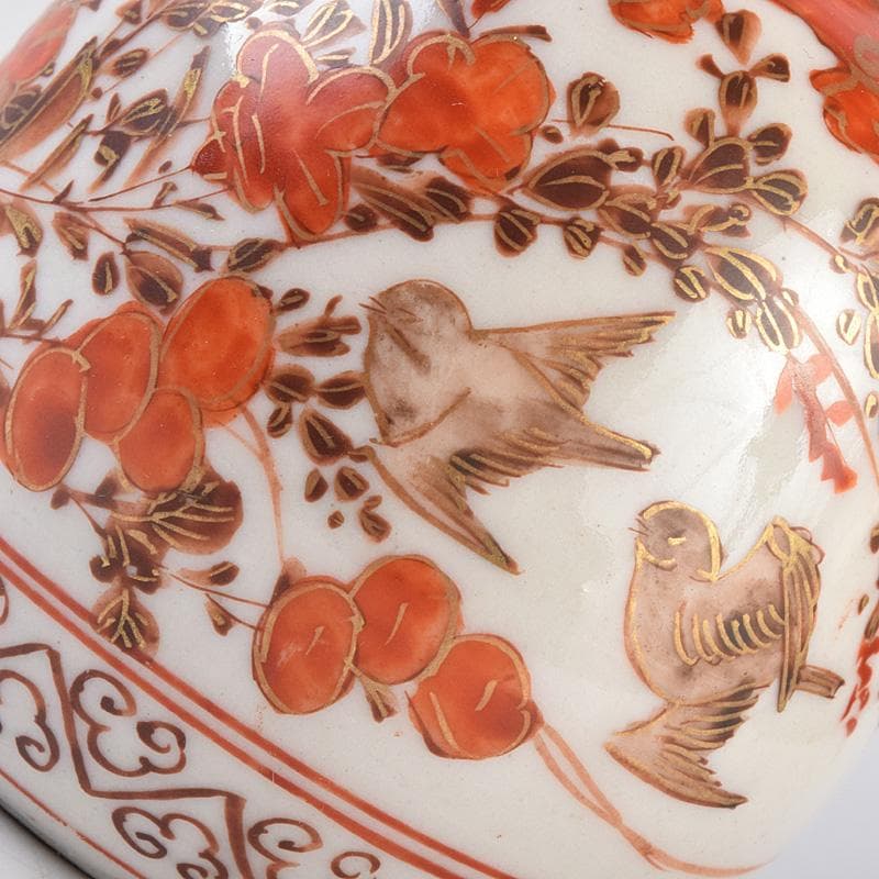 九谷焼　古九谷　赤絵金彩　花鳥文　振出　合わせ箱　M　R8981