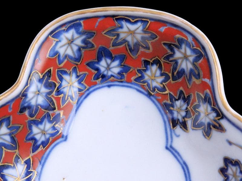 大聖寺伊万里 金襴手 紅葉の図 隅切長皿 N1071AS-DCl