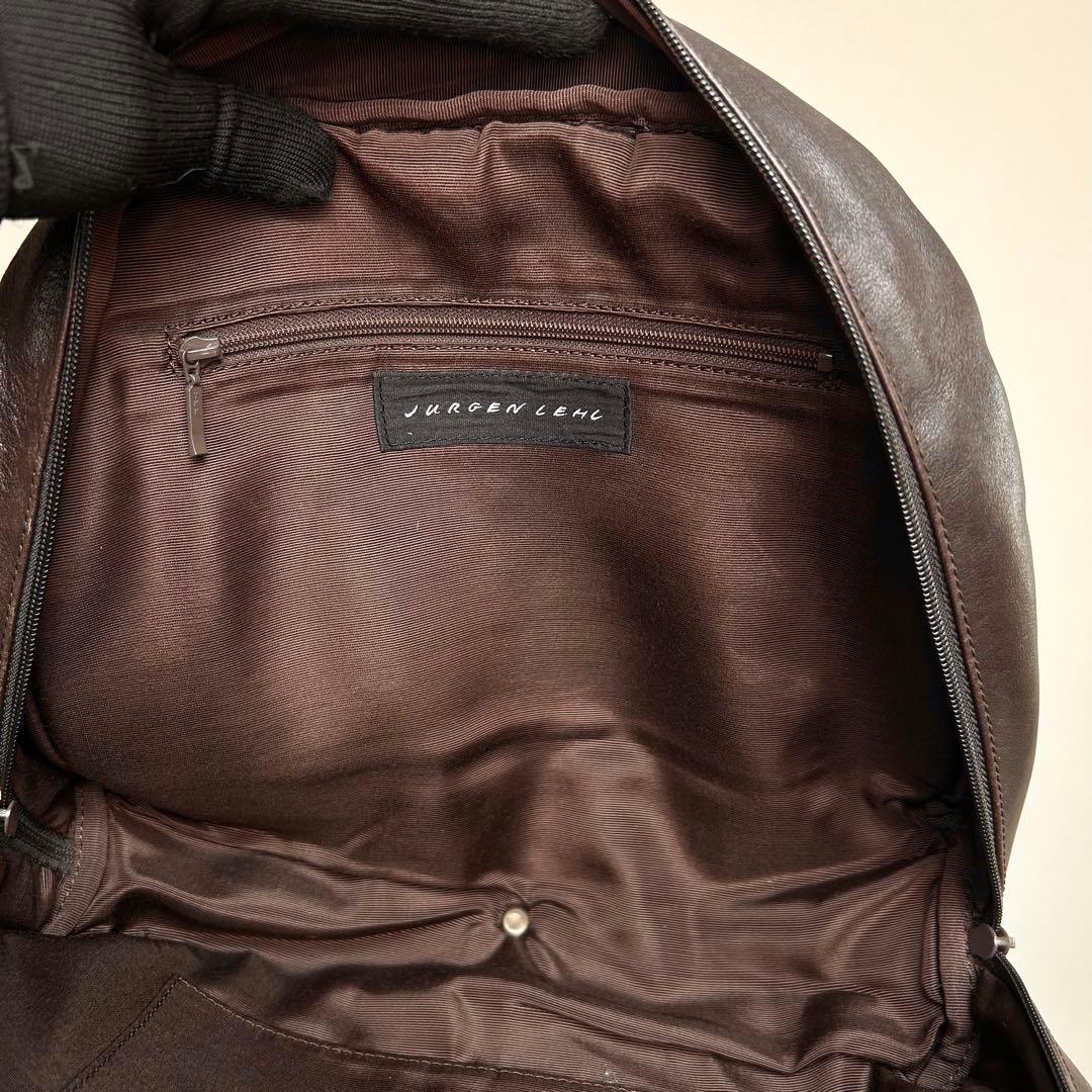 良品　ヨーガンレール　ハンドバッグ　持ち手編み込み　オールレザー　ブラウン