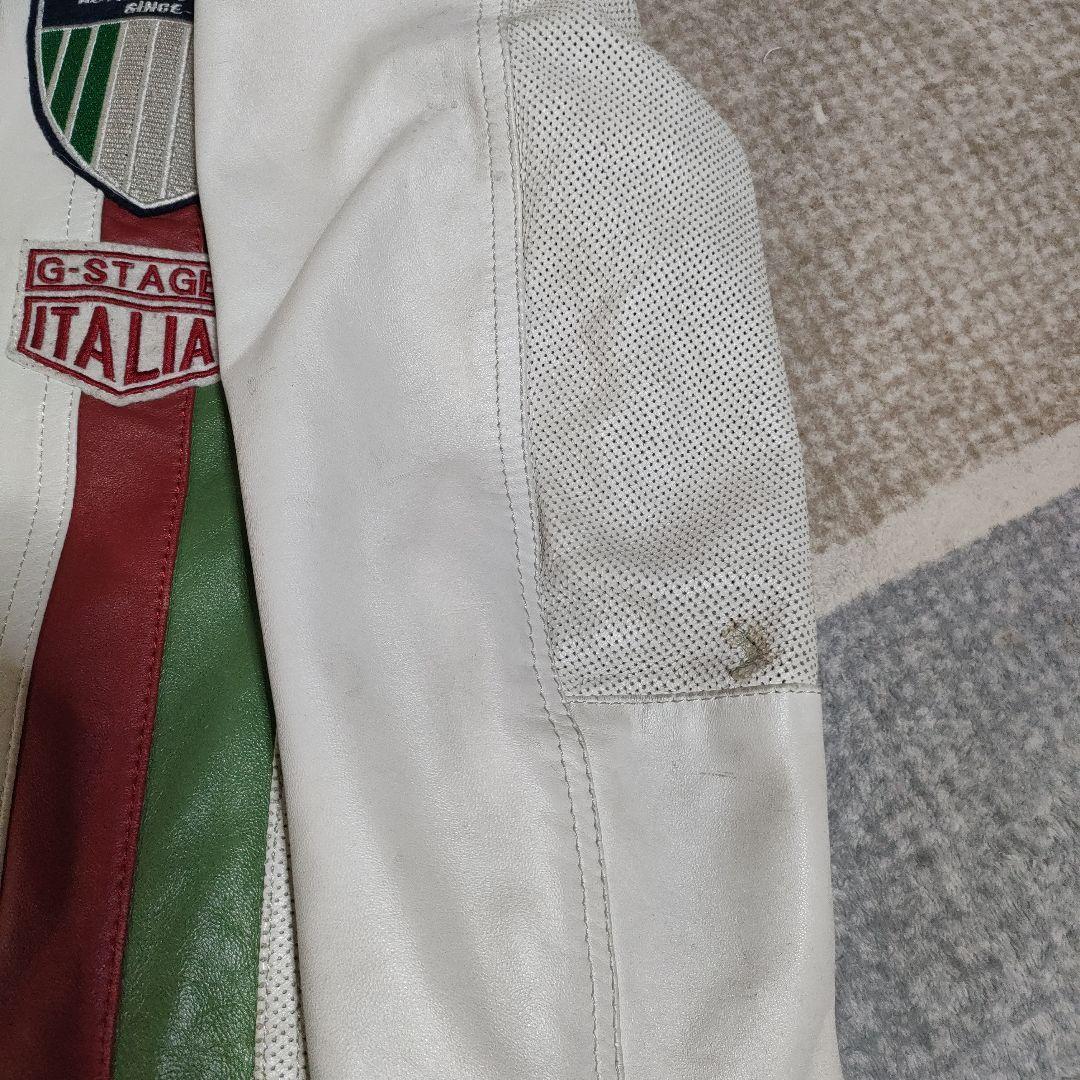イタリアカラー ホワイトレザージャケット 本革