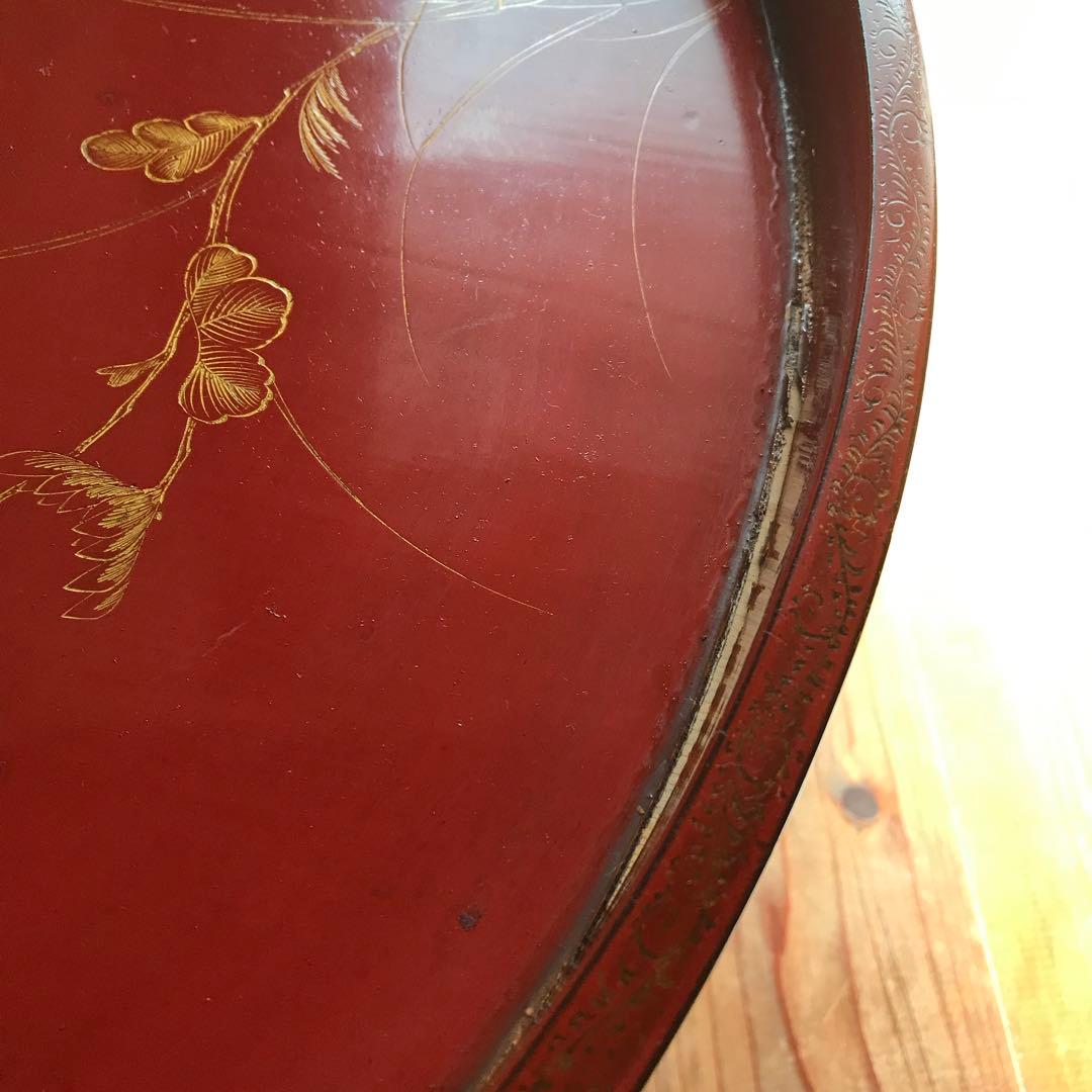 骨董 漆塗り 金彩 蒔絵 ちゃぶ台 飾り台 当時物 古道具 テーブル 脚