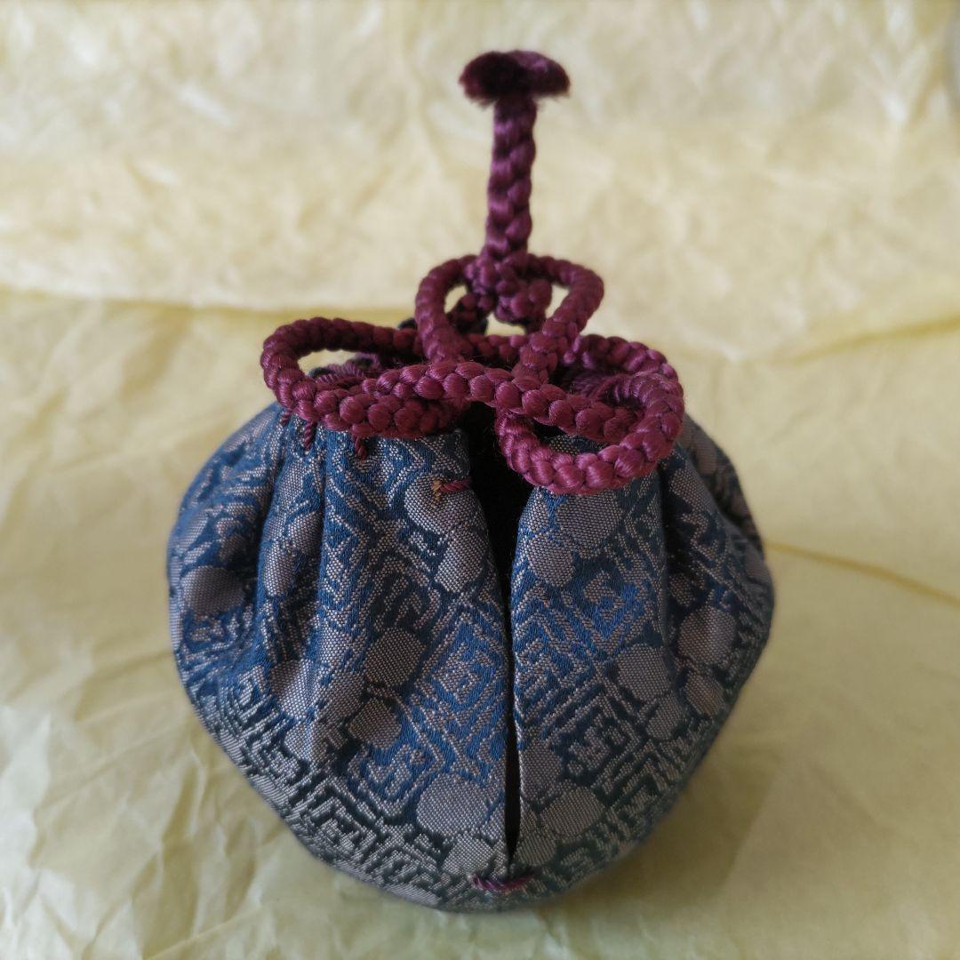 森陶岳 黒備前丸壺茶入 仕服:藤種緞子 茶道具 中古品