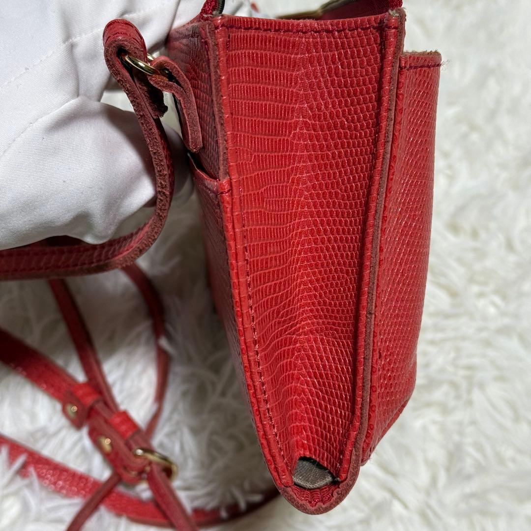 【✨美品✨】ヴィオラドーロ リザード型押しレザー 横型スマートフォンポシェット