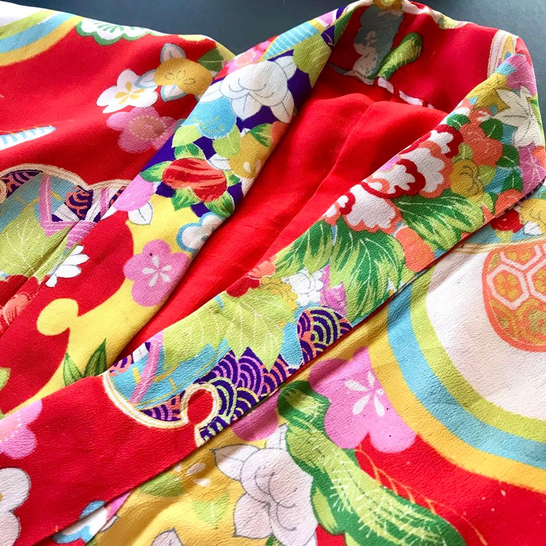 正絹 アンティーク着物 女の子 七五三 ◇雪輪 まり 橘 古典柄