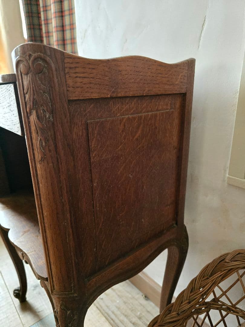 フランス アンティーク オーク ベッドサイドテーブル 家具