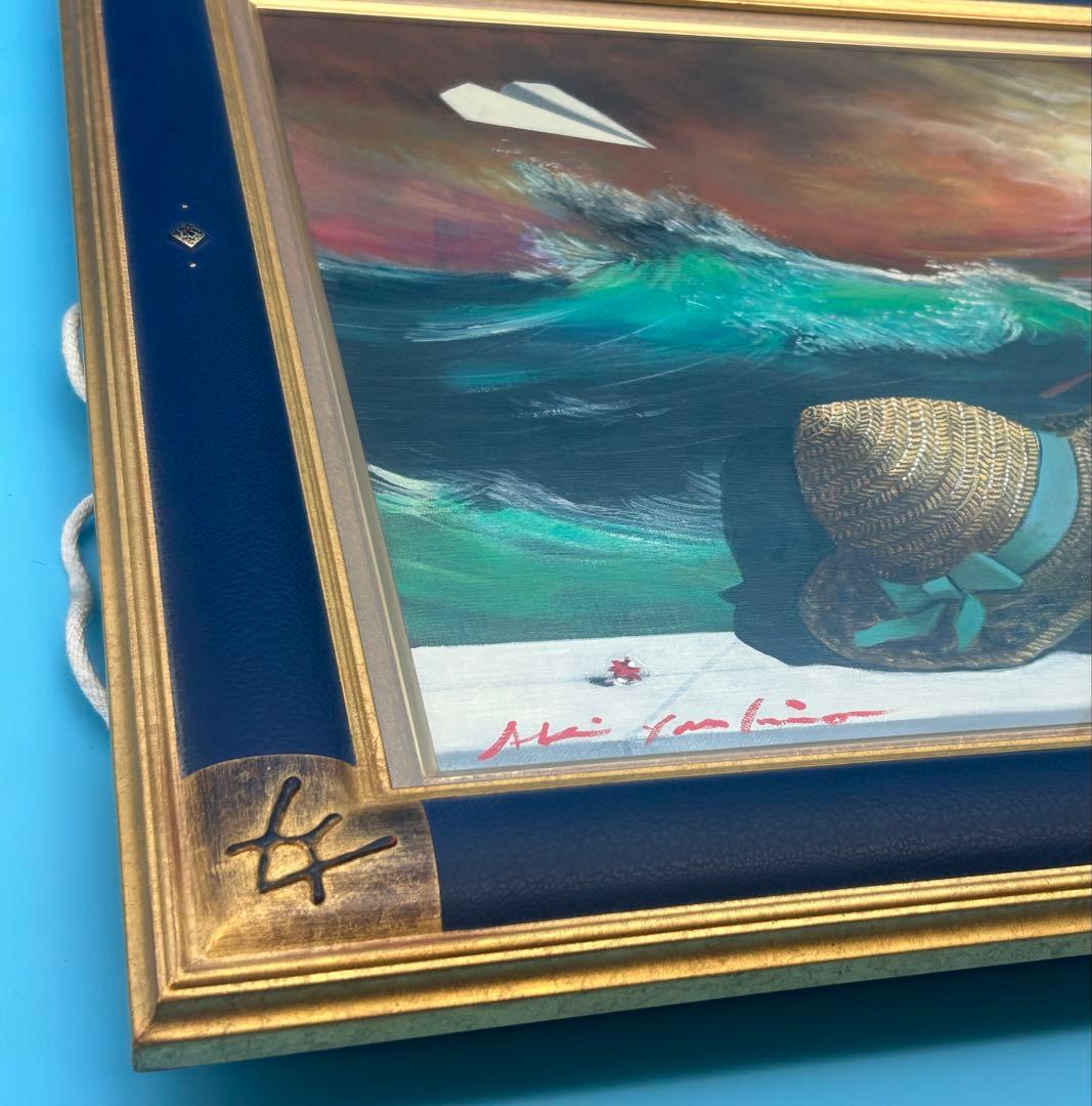 安*雄様 八代亜紀 『海への想い（静）』 油彩画 直筆サイン入り