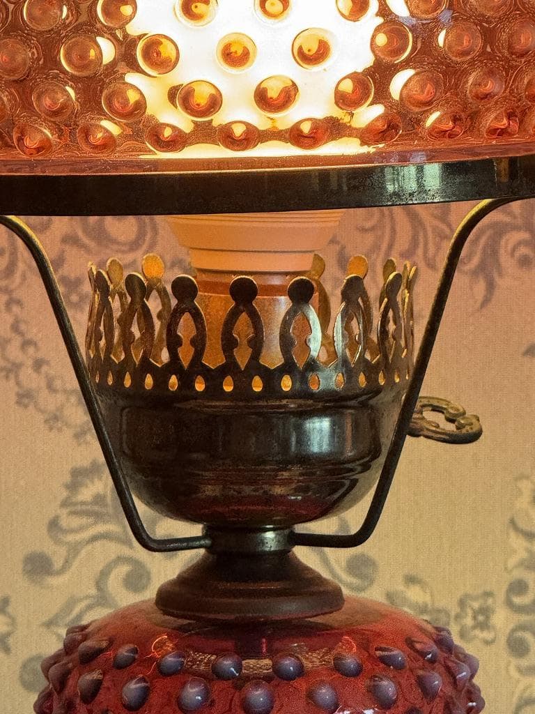 フェントン ホブネイル クランベリー オパールセント ランプスタンド