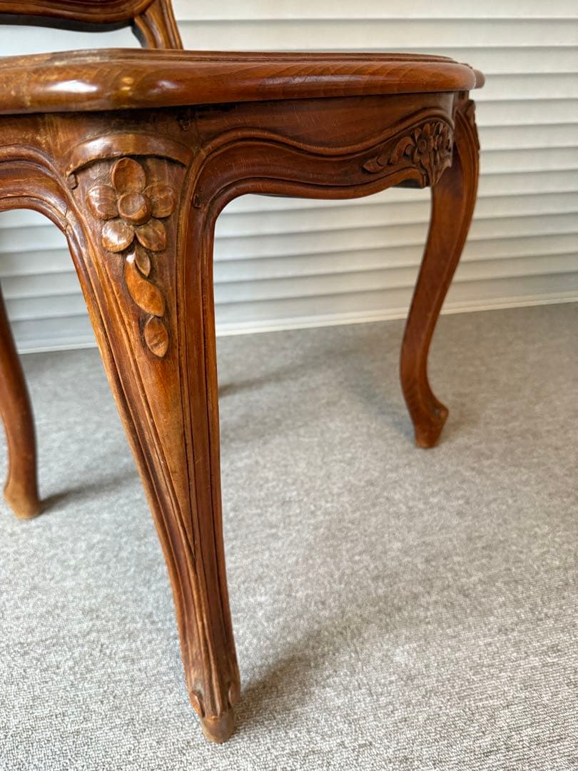 2脚☆刻印アリ】フランス アンティークチェア ダイニングチェア