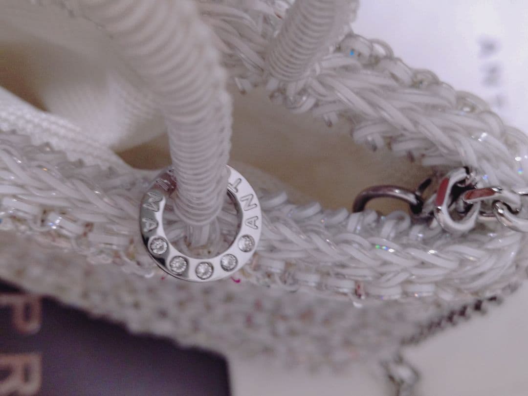 ☆未使用タグ付☆アンテプリマワイヤーグリッターIIスクエアスモールマルチホワイト