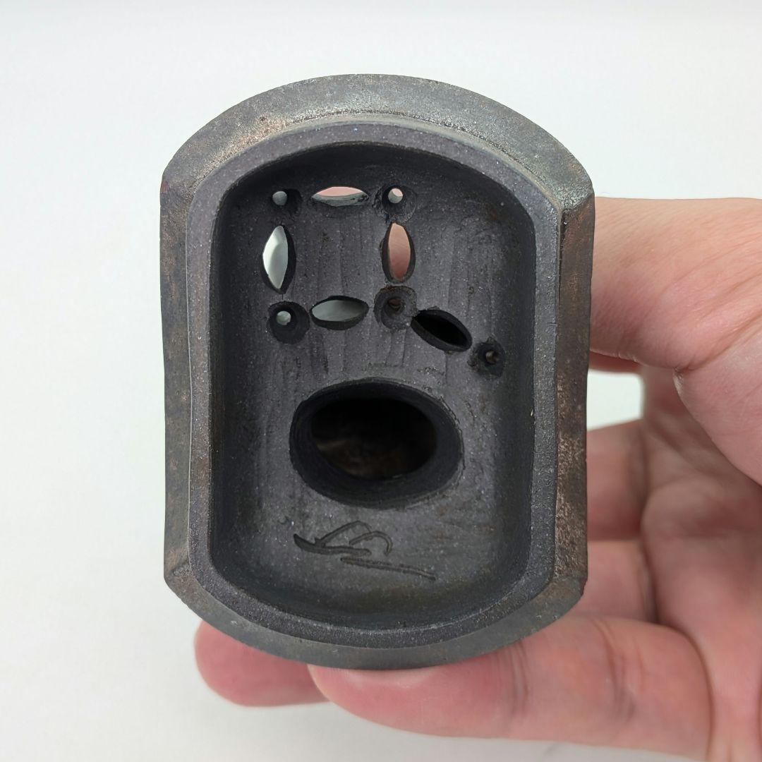 西村春湖 青備前糸巻獅子香炉 共箱合布 備前焼 抹茶道具 香道具 跳ね